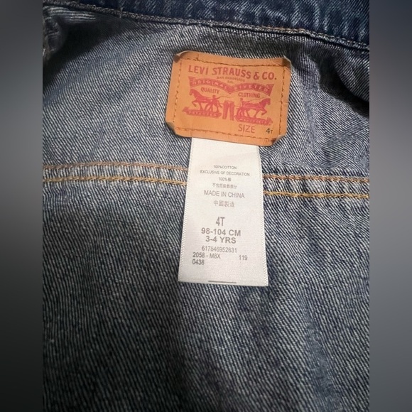 Levi’s Strauss Blue Denim Trucker Jacket Snap Button Front Unisex Toddler 4T - Picture 4 of 5